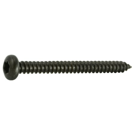 Midwest Fastener Sheet Metal Screw, #10 x 2 in, Black Steel Pan Head Torx Drive, 10 PK 36898